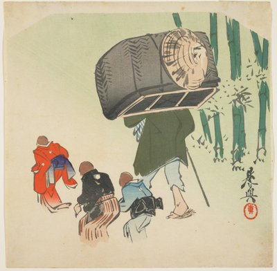 Escena del Gorrión de la Lengua Cortada de Shibata Zeshin